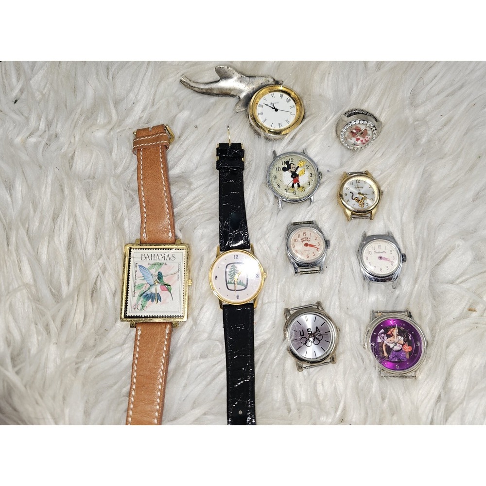 Lot of 10 DISNEY, OLYMPICS, I Love Lucy Vintage/Modern Watches  Parts Repair